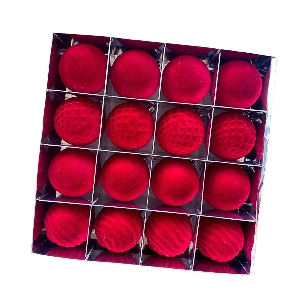 New 6cm Christmas Ball Set Xmas Baubles Flocking Xmas Tree Hanging Pendant Gift Ball Christmas Decorations Xmas Ornament Ball