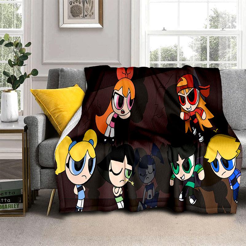 Cute P-Powerpuff Girl Cartoon Blanket,Soft Throw Blanket for Home Bedroom Bed Sofa Picnic Travel Office Rest Cover Blanket Kids