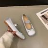 Flat pink ballet single shoes fairy shoes spring and autumn 2025 new summer satin silver Mary Jane shoes