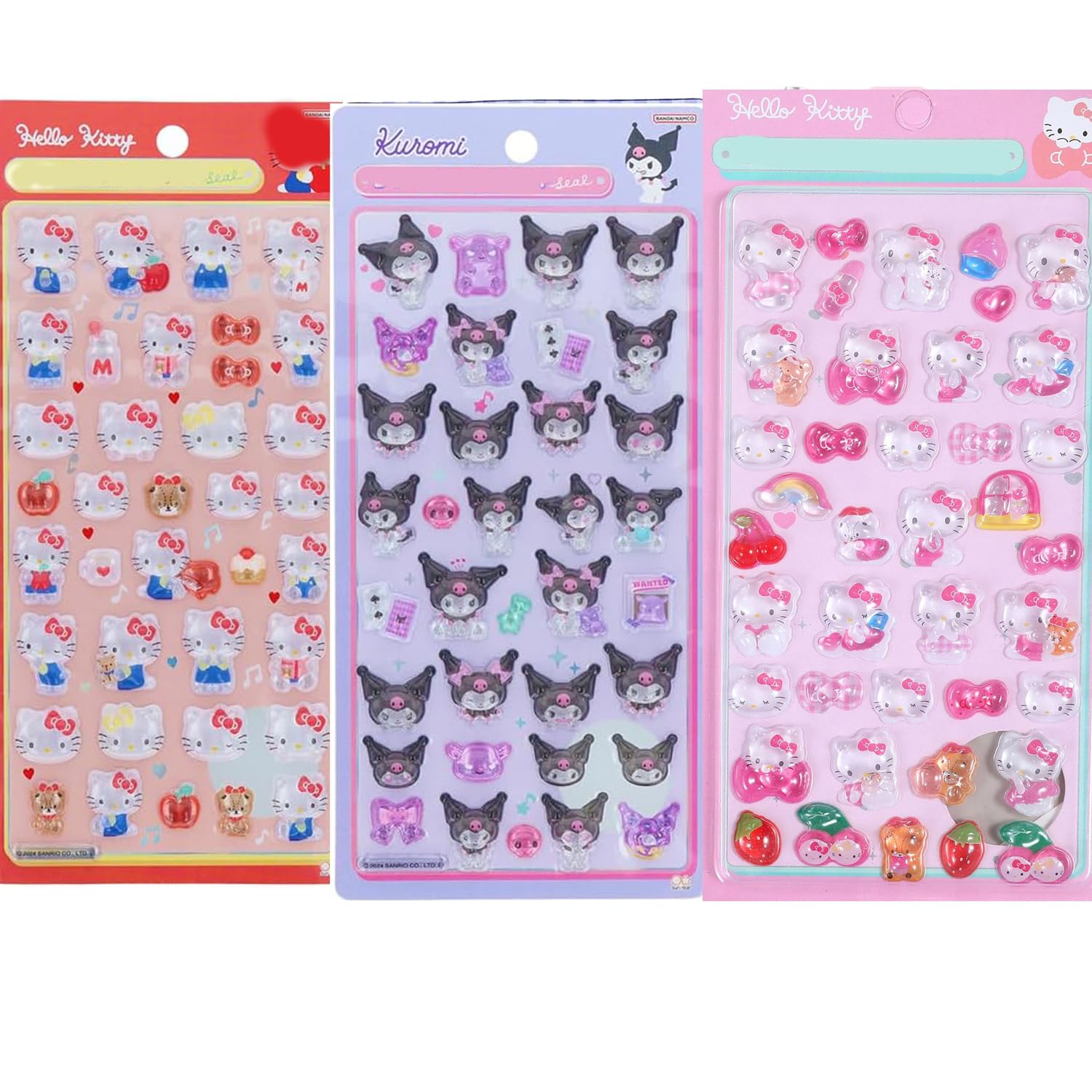 

Winnges Kuromi 3D Stickers Set 3 Pieces Phone Decoration Notebook DIY Removable Large Capacity Craft Supplies Smartphone Case Gift Reward