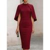 GMXIA Women's Fashion Summer Spring O-Neck Solid Color Print Casual Dresses