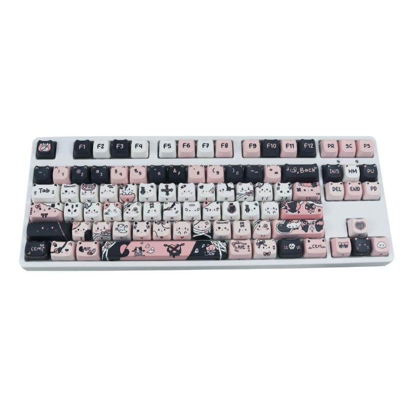 

Quality 132key PBT Keycaps Featuring Charm Cats Designs Keycaps for 61 87 96 98 104 108 Mechanical Keyboards Keycap 1