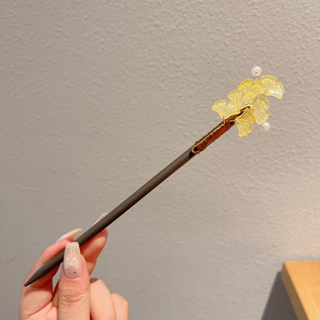 Wooden Hair Sticks Forks Retro Chinese Style Hairpins Forks Colorful Flower Designs Pendant Headpieces Hair Jewelry Ornaments