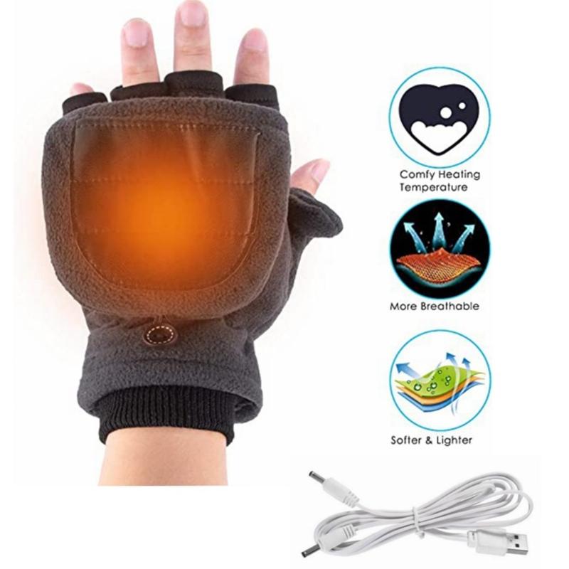 usb Fingerless Gloves Thermal Gloves Heated Gloves Fingerless Touchscreen Fleece Gloves Split Finger Gloves
