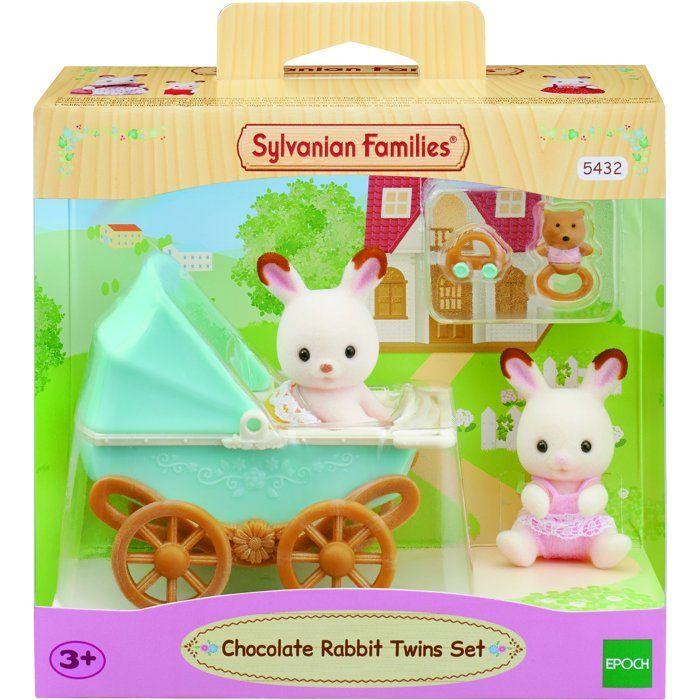 The Chocolate Rabbit Twins and Double Stroller - Sylvanian Families - 5432