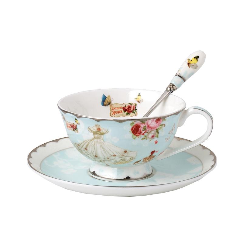 Countryside Ceramic Coffee Cup And Saucer Set Floral Tea Pot Design Afternoon Tea Cup for Party Home Drinking Wedding Gift