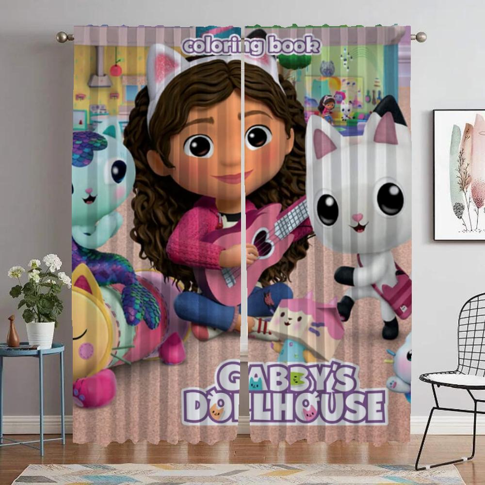 Gabby's Dollhouse Curtains Child Room Blackout Curtains for Camera Living Room Curtain Shades Halloween Decoration Partition