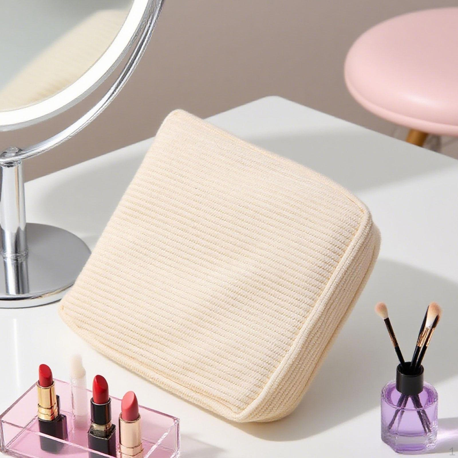

Corduroy Period Bag Makeup Multifunctional Gifts Reusable Mini Cosmetic Bags Pads Bags, for белый