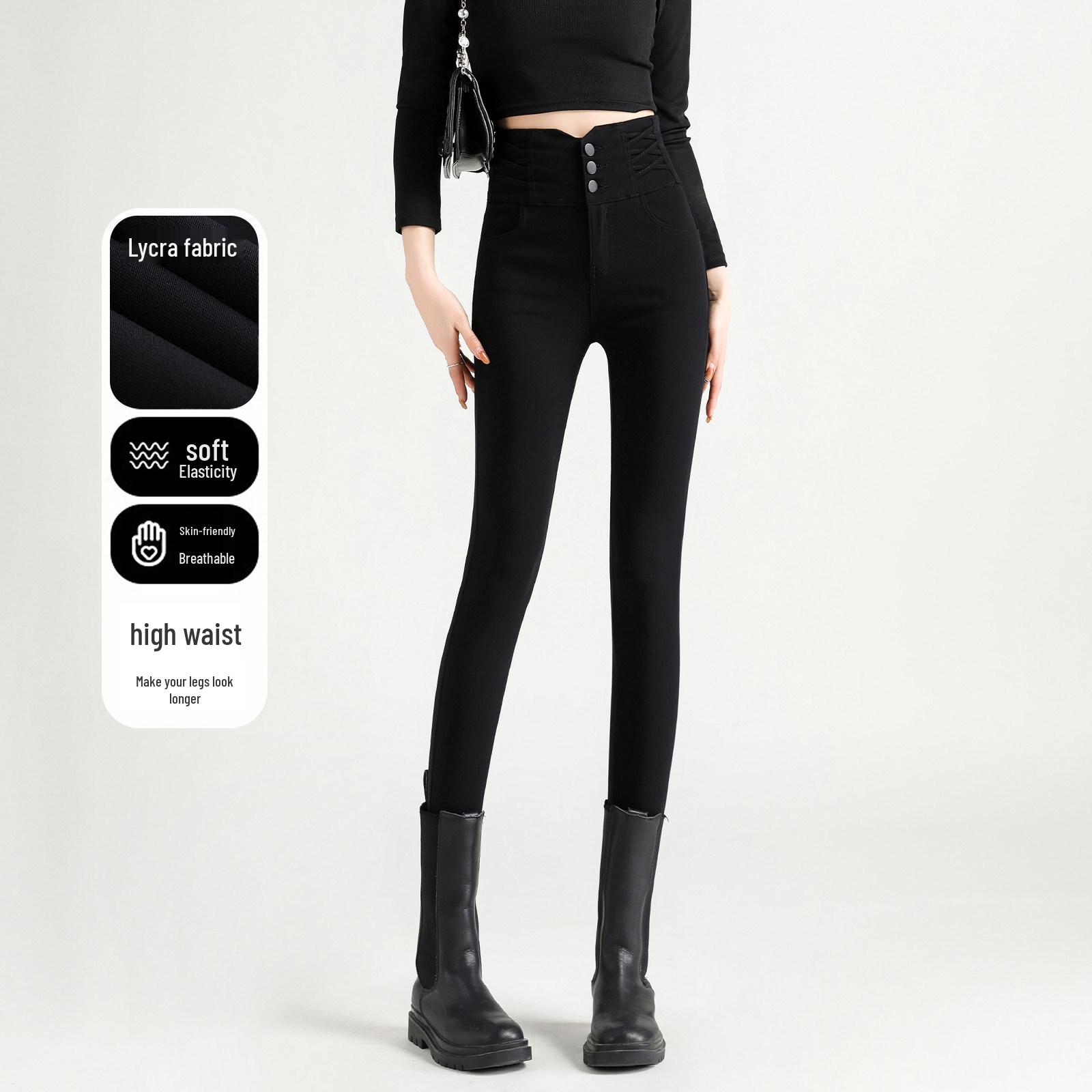 Women s Black High-Waisted Leggings, Slim-Fit Pencil Style, Elastic and Tight-Fitting, Spring 2026 Collection. 2XL for 126-135 jin