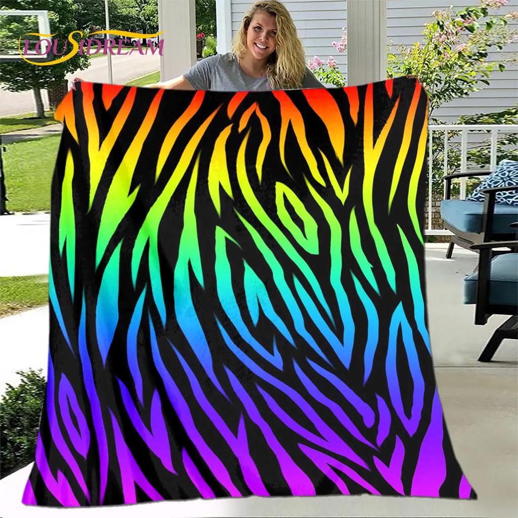 3D Colorful Zebra Pattern Blanket,Flannel Blanket Throw Blanket,Child Warm Blanket for Home Living Room Bedroom Beds Sofa Picnic
