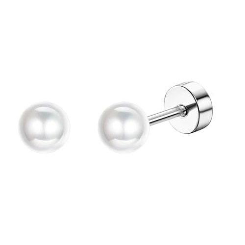 Florideco 1Pair Hypoallergenic Flat Back Stud Earrings for Women Men Surgical Stainless Steel Cartilage Studs Earrings Piercing