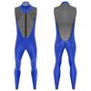 Mens Glossy Sheer Mesh Jumpsuit Front Zipper Sleeveless Design Zipper Crotch Long Leg Catsuit