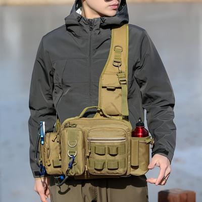 Outdoor Fishing Backpack, Shoulder Crossbody Fishing Tackle Bag, Adjustable Belt Design, Suitable for Fishing, Hiking, Camping