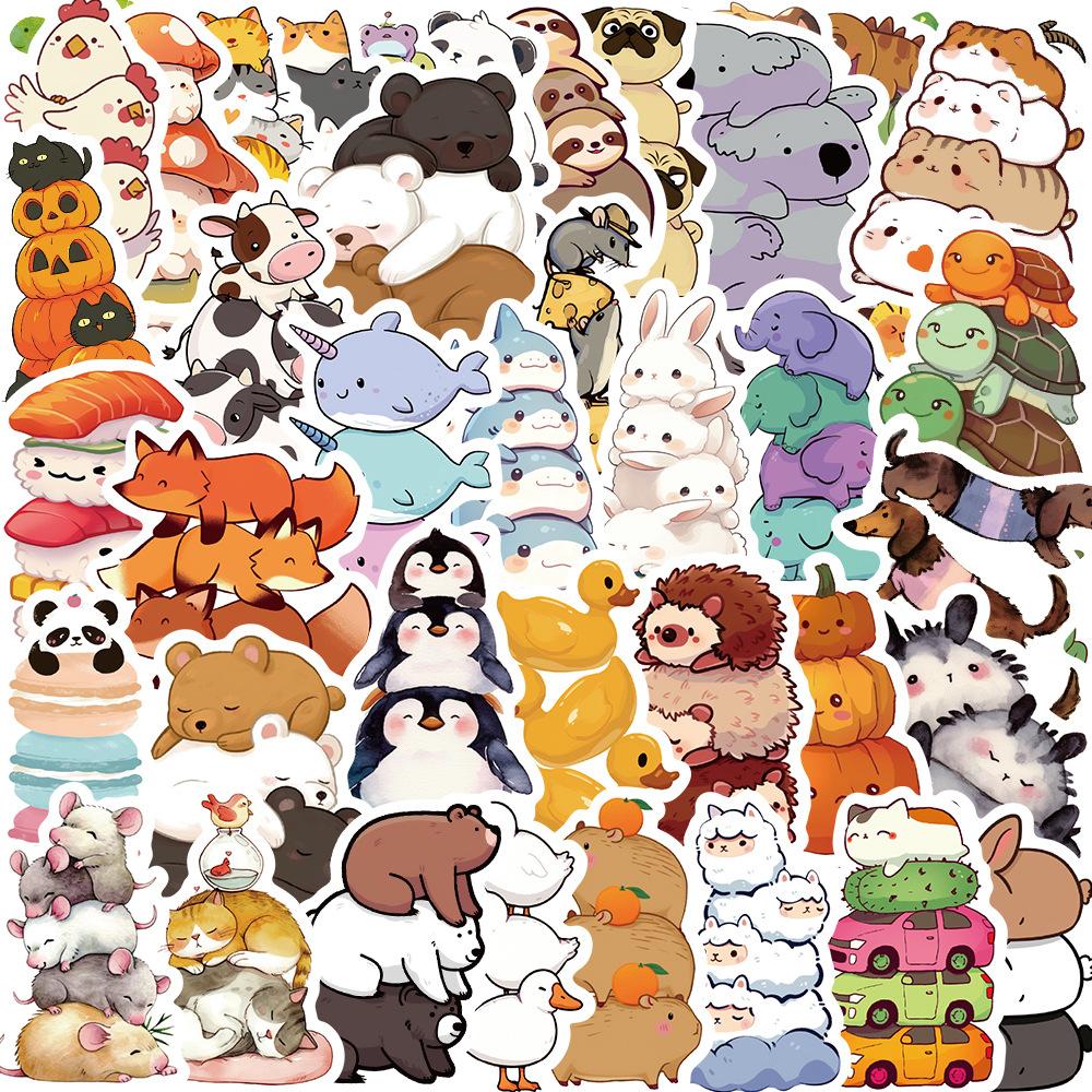 60 Animal Stacked Graffiti Stickers Guitar Notebook Suitcase DIY Waterproof Stickers