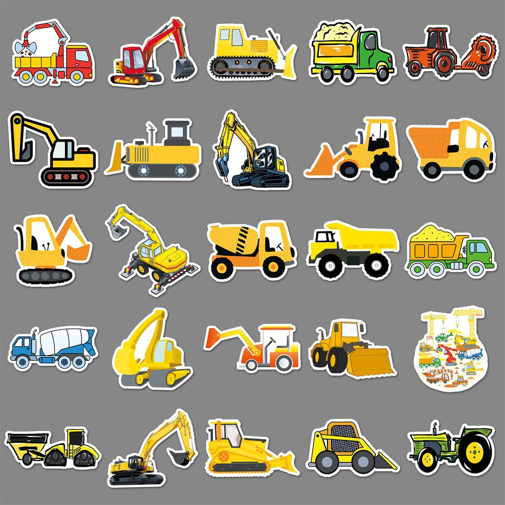 100 Pieces of Engineering Car Graffiti Stickers Personalized Cartoon Decorative Water Cup Mobile Phone Case Notebook Stickers