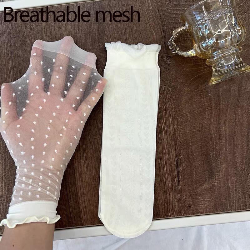 3 Pairs Women's Socks White Lace Summer Thin Wooden Ear Edge Pile Socks Spring summer socks Women's ice silk socks
