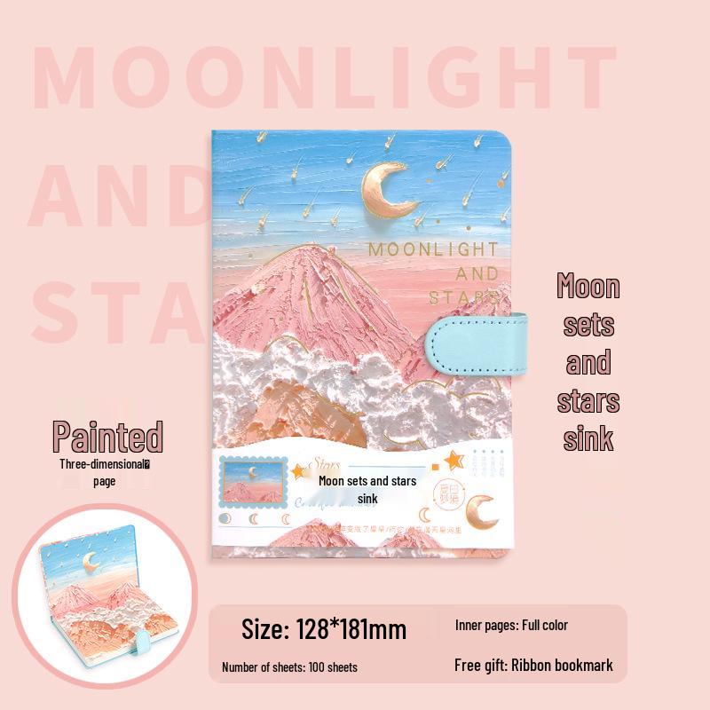 

Artistic Hand-Painted Oil Painting PU Magnetic Buckle Notebook with Colorful Girl Illustrations for Students