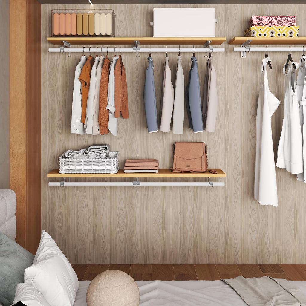 Tcatec Clothes 150kg Weight Assembly Storage Clothes Rack with Sturdy Pipes and Iron Vintage Stylish Display Rack with White Wall-Mounted Rack,