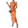 European and American Women clothes Mesh Floral Sexy Tight Split Shoulder Strap Tube Top Long dress Elegant Long Dress
