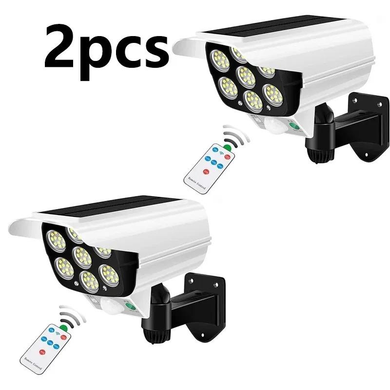 Solar Lights Outdoor With Motion Sensor Remote Controller FloodLights Wireless Dummy Decoy Fake Security Camera for Garden
