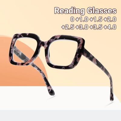 Occhiali da lettura retrò oversize per donna, con blocco della luce blu, con cerniera a molla, occhiali ad alta definizione, diottria +1~+4