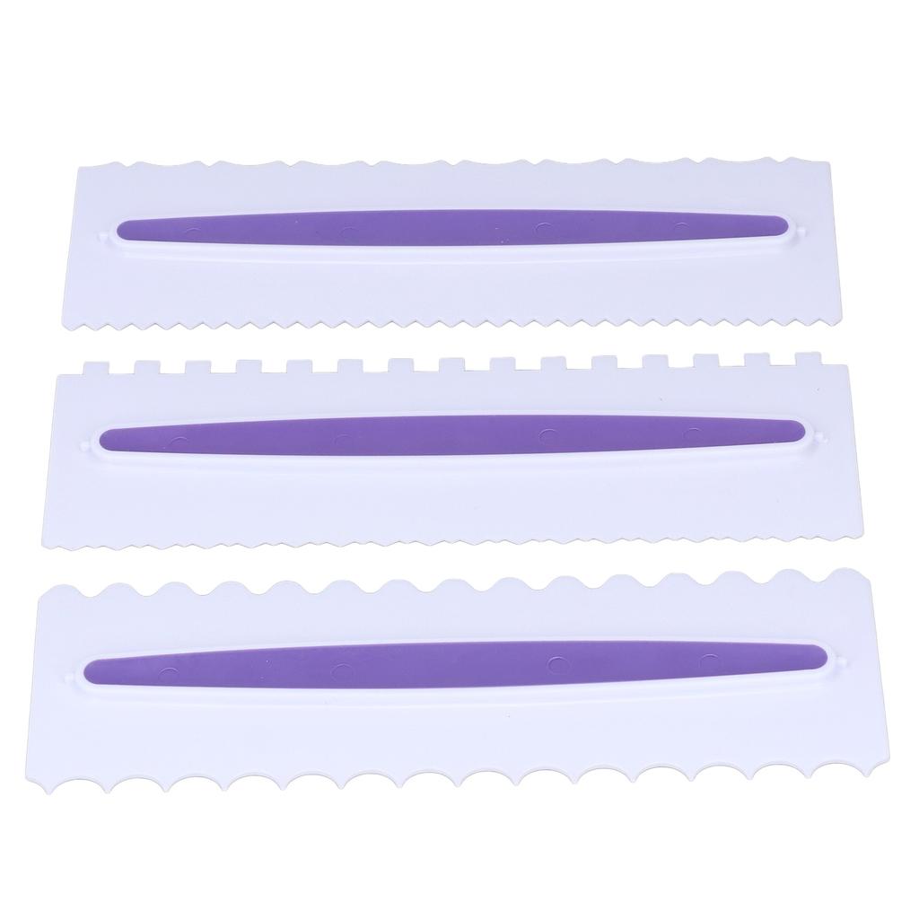 3Pcs Cake Scraper Premium Plastic Durable Glossy Surface Easy Operation Icing Smoother