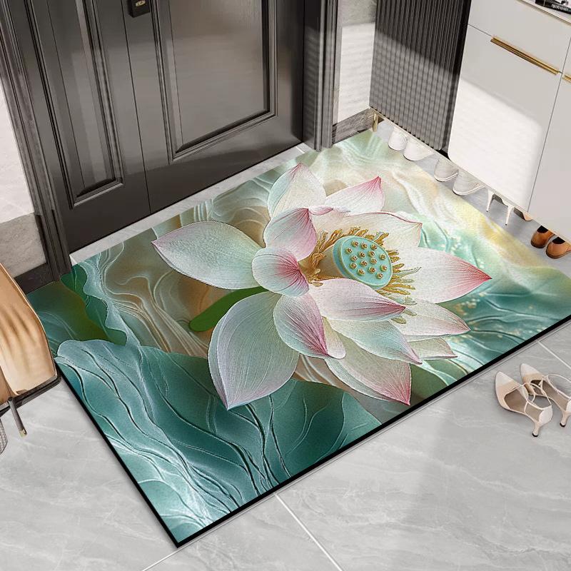 Door Lotus Silk Mat Household Door Door Dirt Mat Outdoor Dirt Resistant Dust Removal Can Be Tailored Carpet