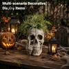 Gothic Home Decor Skull Planter with Middle Finger Design, Resin Skeleton Flower Pot Personalized Desk Organizer for Succulents, Funny Plant Ornament