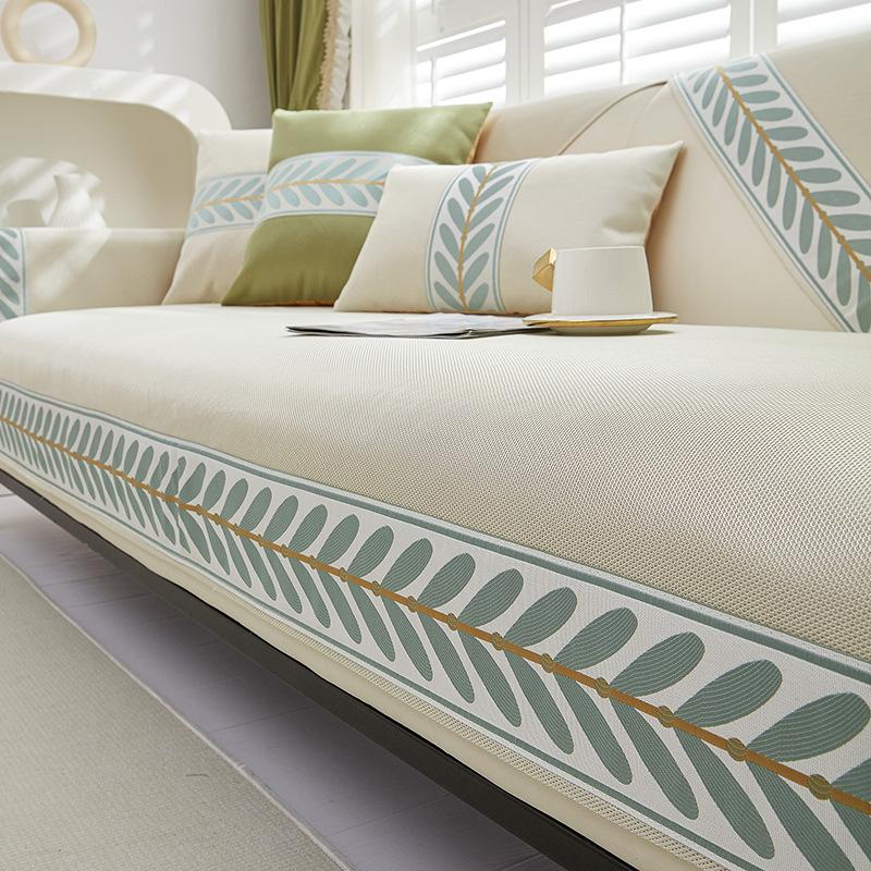 Ice Silk Sofa Cushion, Summer Mat, Seat Cushion, Advanced Sense, Light Luxury, Simple Modern Leather, Full Cover Cloth Towel, Cross-Border