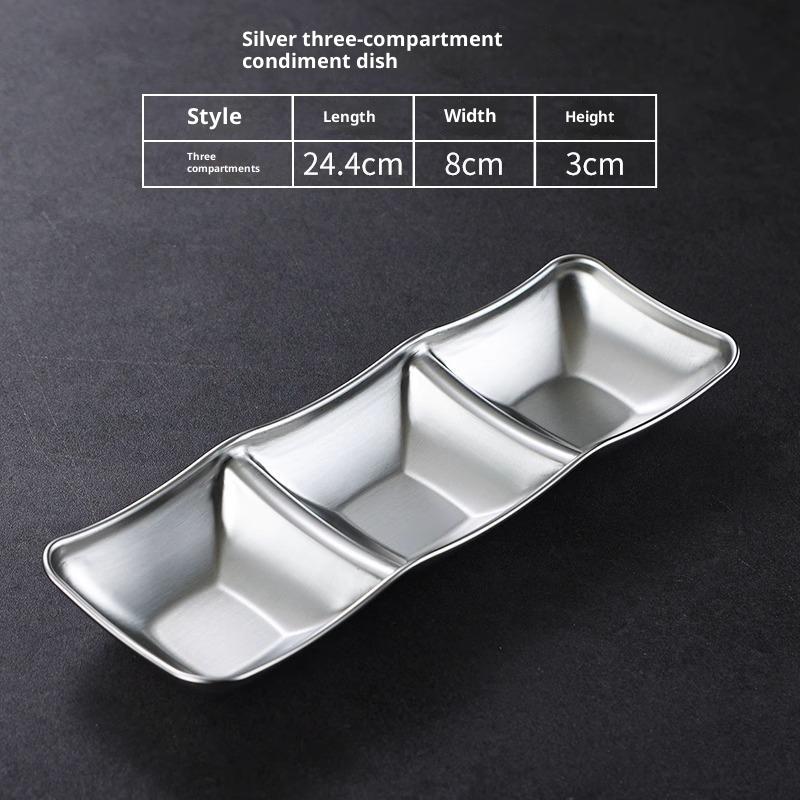 Muti-Grid 304 Stainless Steel Seasoning Plate Sauce Divide Dishes Hot Pot Bbq Soy Vinagar Dish For Kitchen Gadgets