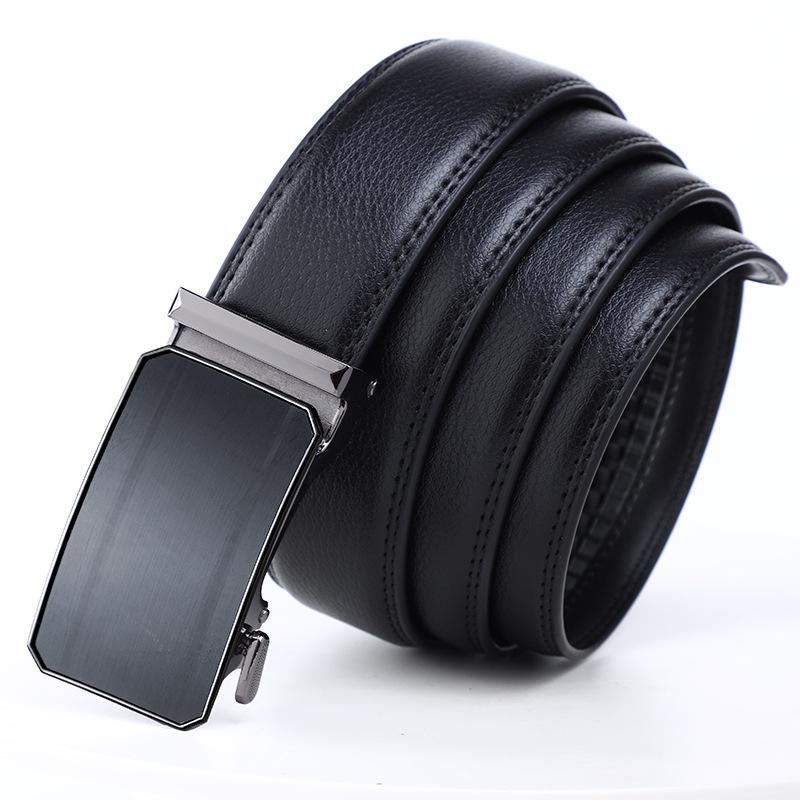 Belt Men's Alloy Automatic Buckle Cowhide New Trendy Automatic Buckle Pants Belt Business Casual Young and Middle Aged Leather Belt