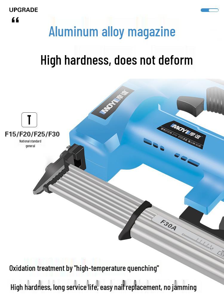 Rechargeable Electric Nail Gun F30 for Woodworking, Brad Nailer, Stapler, Lithium Battery-Powered