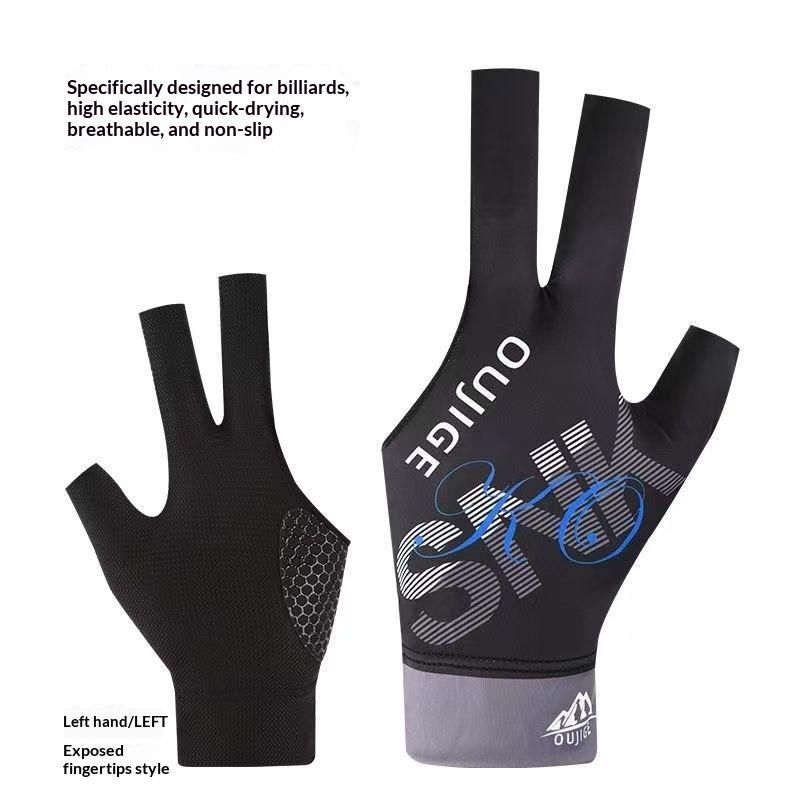 Open Finger Billiard Gloves Breathable Polyester Snooker Pool Glove Anti-Slip Adjustable Billiard Training Cue Glove