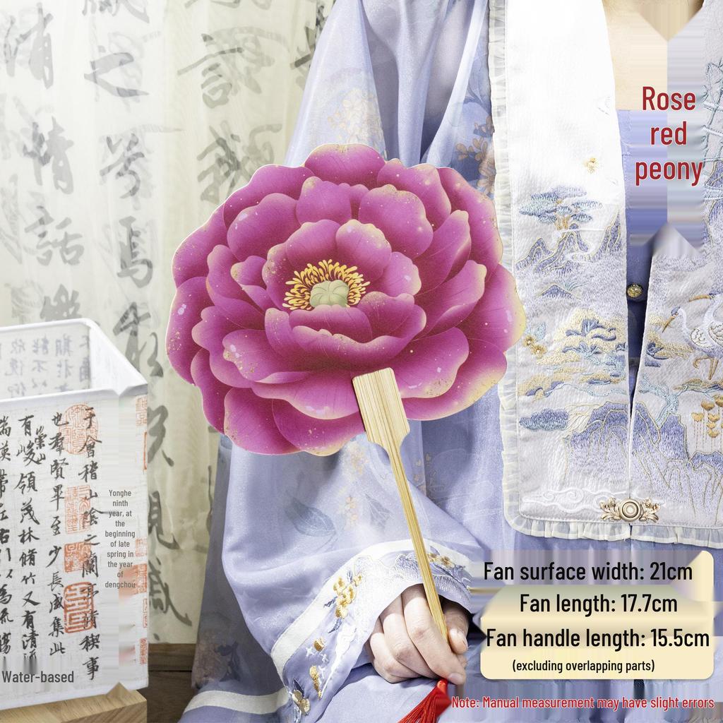 Peony Fan - Tang Style Hanfu Photo Prop, Chic Luoyang Souvenir for Tourists
