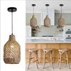 Mini Rattan Pendant Lights Set of 3 Boho Wicker Hanging Fixtures 7.9 Seagrass Rattan Chandeliers for Dining Room Kitchen Island