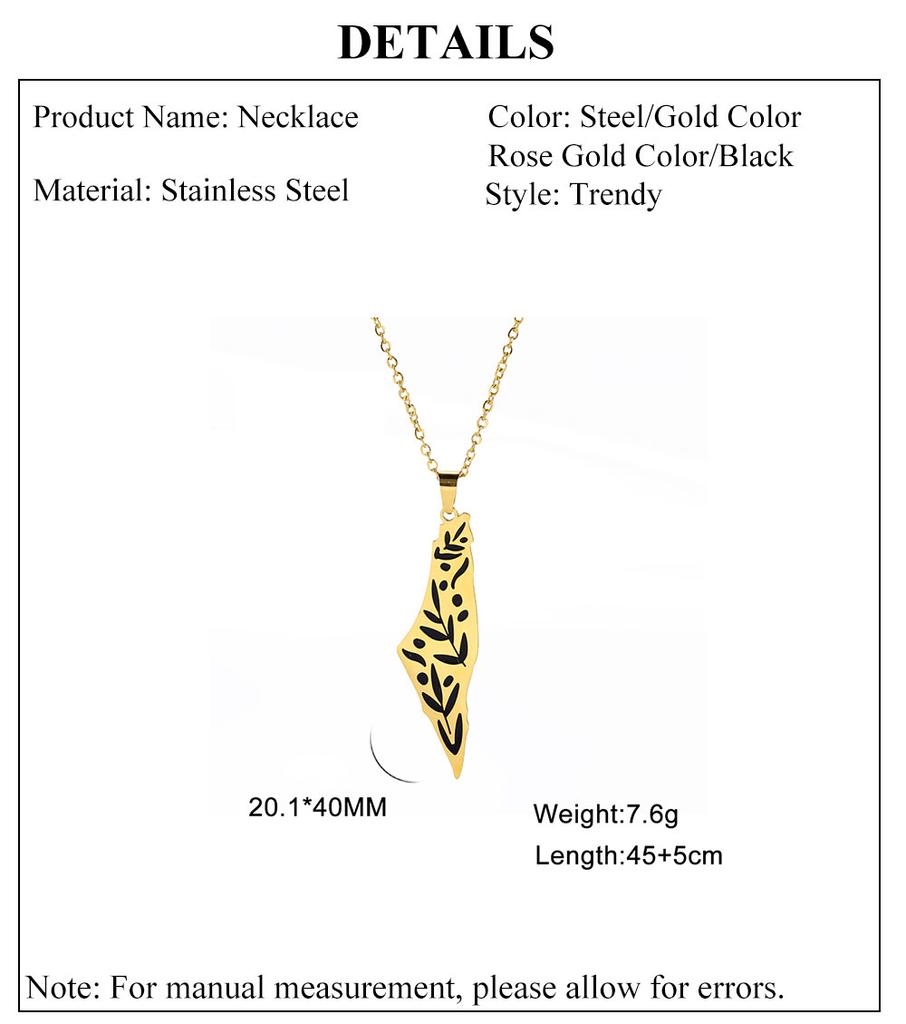 Cazador Palästina Israel Karte Anhänger Choker Kette Edelstahl Blätter Halskette für Damen Schmuck Geburtstagsgeschenk 2025 Großhandel
