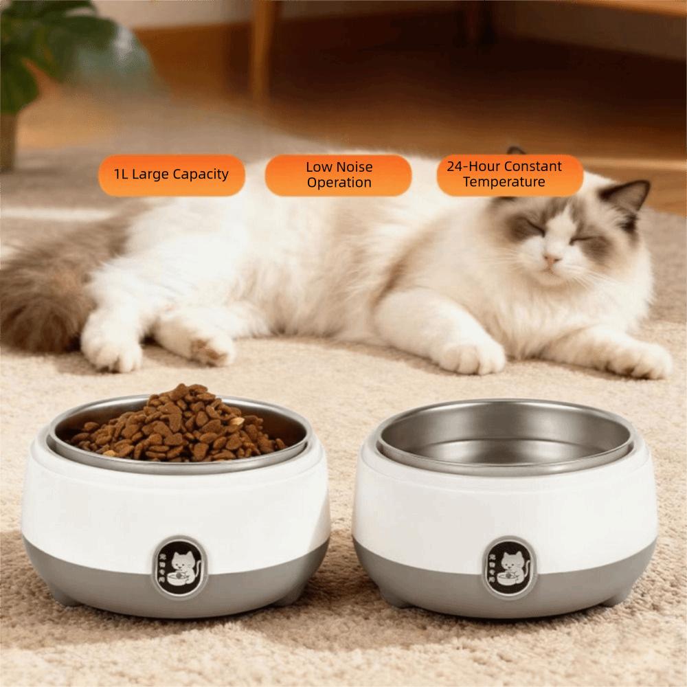 Stainless Steel Pet Heating Water Bowl Low Noise Energy-saving Constant Temperature Cat Bowl Large Capacity Removable