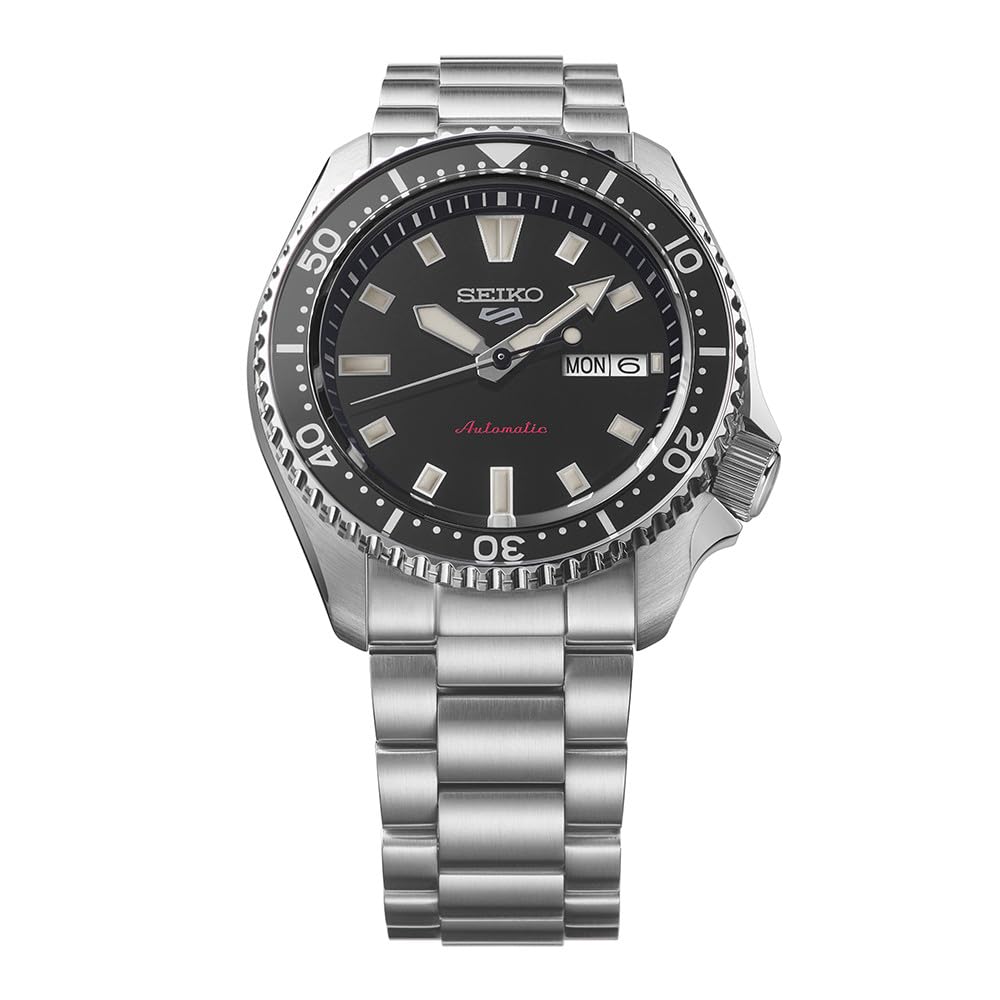 Seiko SRPL85K1 5 Sports Stainless Steel Automatic GMT Watch for Men 42mm Case Size Black/Silver