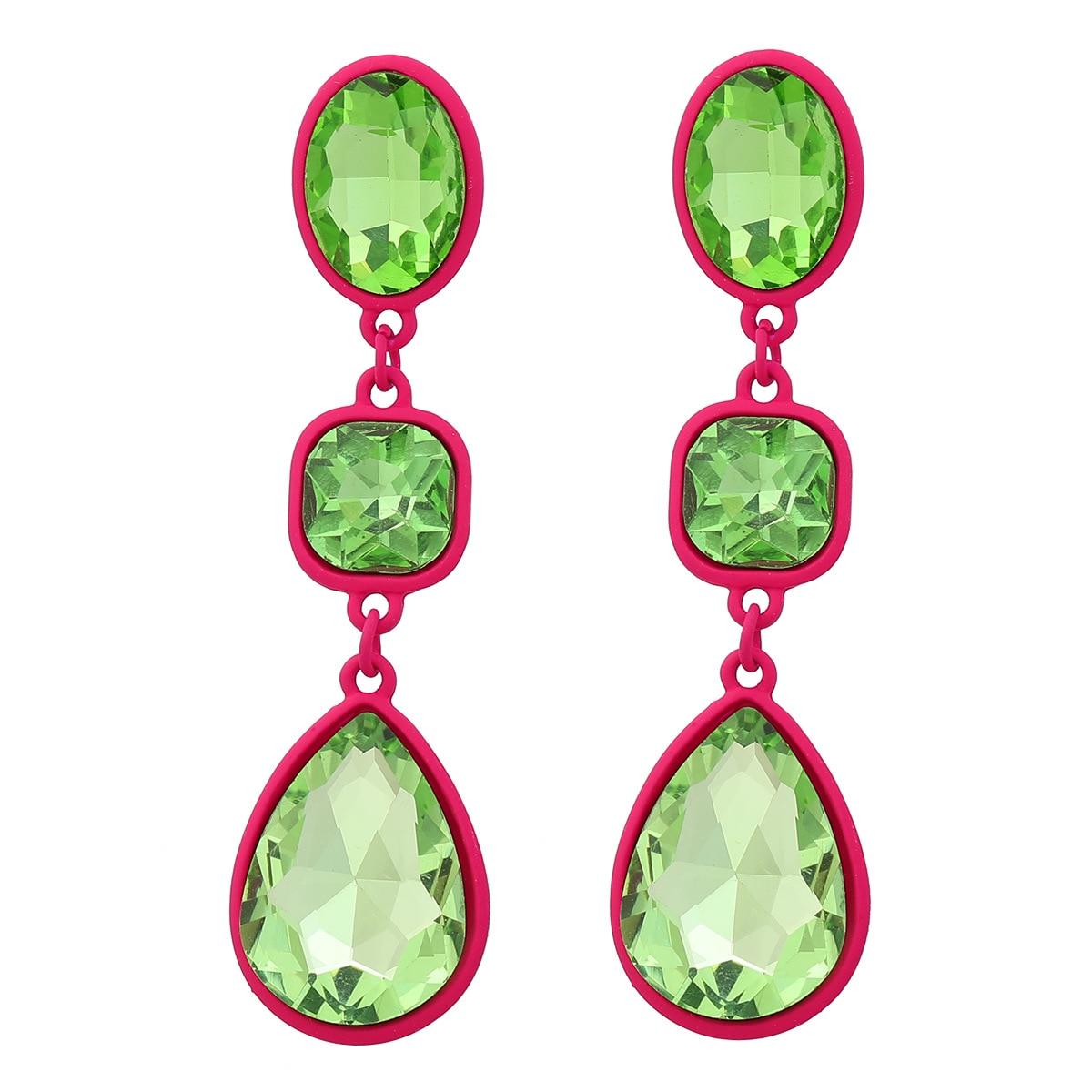 

Pinkdudu модные 6 цветов серьги-капли со стразами элегантные креативные многослойные геометрические серьги для женщин ювелирные изделия PD1319 зелёный