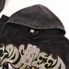 Godspeed Wash-Faded Building Print Men's Loose Hoodie - European & American Trend