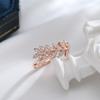 Shiny Natural Zircon Leaf Ring For Women Trendy  Rose Gold Color Vintage Wedding Jewelry Daily Party Accessories