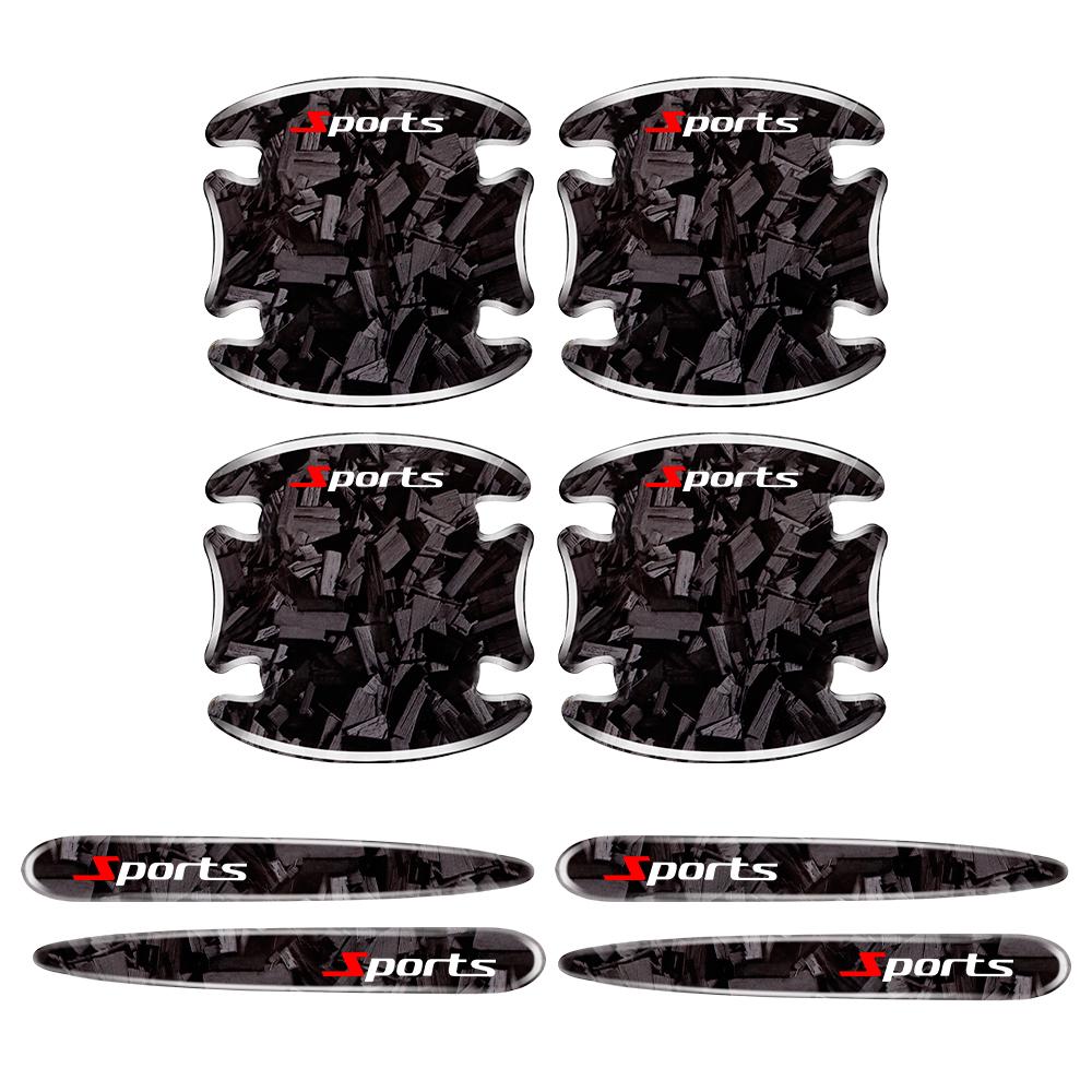 8PCS Car Door Handle Anti-scratch Sticker Carbon Fibre Car Door Bowl Handle Protector Paint Scratch Protection Decorative Cover Cars Sticker 8PCS чёрный