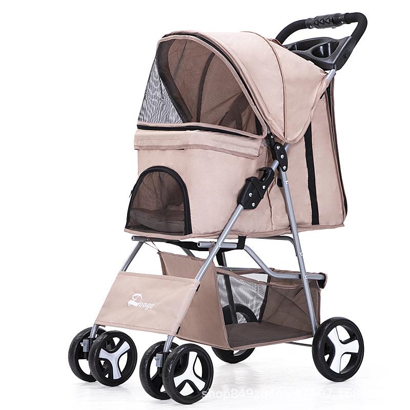 Foldable Lightweight Pet Stroller for Cats and Dogs - Four-Wheeled Design