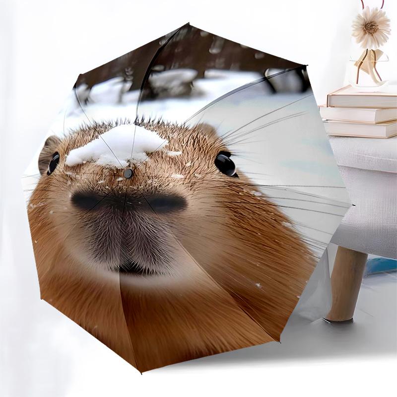 Capybara Themed Travel Umbrella 8 Ribs Automatic Opening and Closing,Portable Folding Design,Compact and Stylish Umbrella Suitable for Out