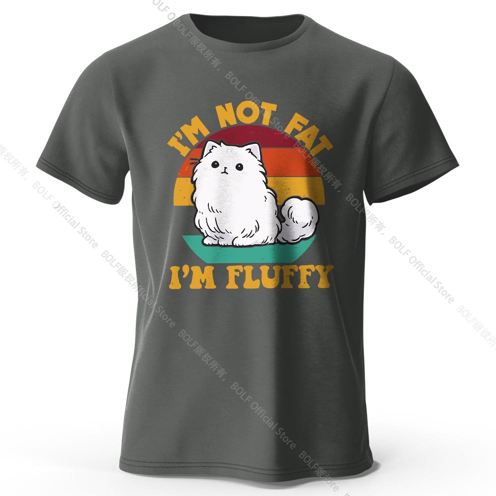 Men's I Am Not Fat I Am Fluffy Printed T-Shirt 100% Cotton Oversized Humor Graphic Tees for Women Summer Tops Kawaii Streetwear