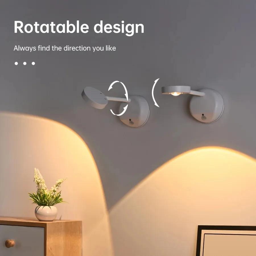 USB Rechargeable Intelligent Human Sensing Wireless Wall Light Dimmable Led Spotlight For Lighting Paintings Pictures