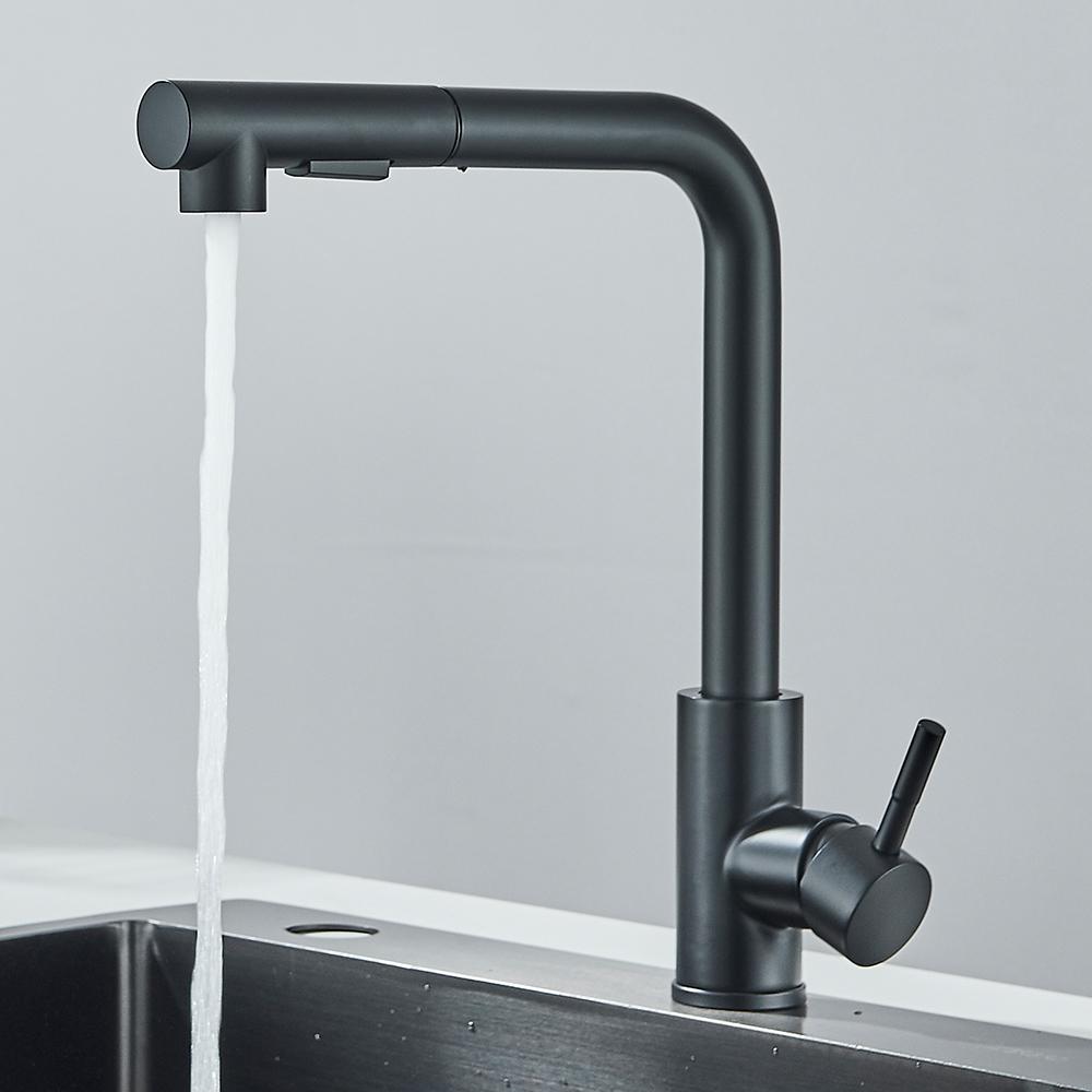 Pull Out Kitchen Sink Faucet High Pressure Two Model Stream Sprayer Nozzle Stainless Steel Tap Deck Install Hot and Cold Water
