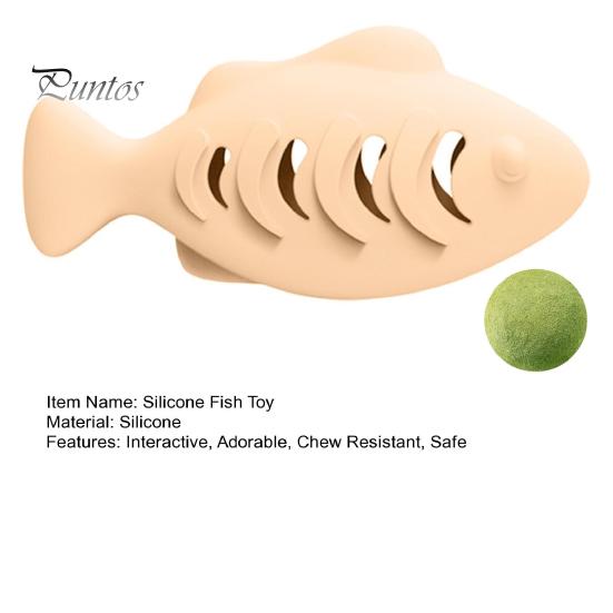 Katzenspielzeug aus Silikon in Fischform mit Katzenminzenbällen, bissfestes Zahnreinigungsspielzeug für Hauskatzen, interaktive Fischpuppe zur Linderung von Langeweile
