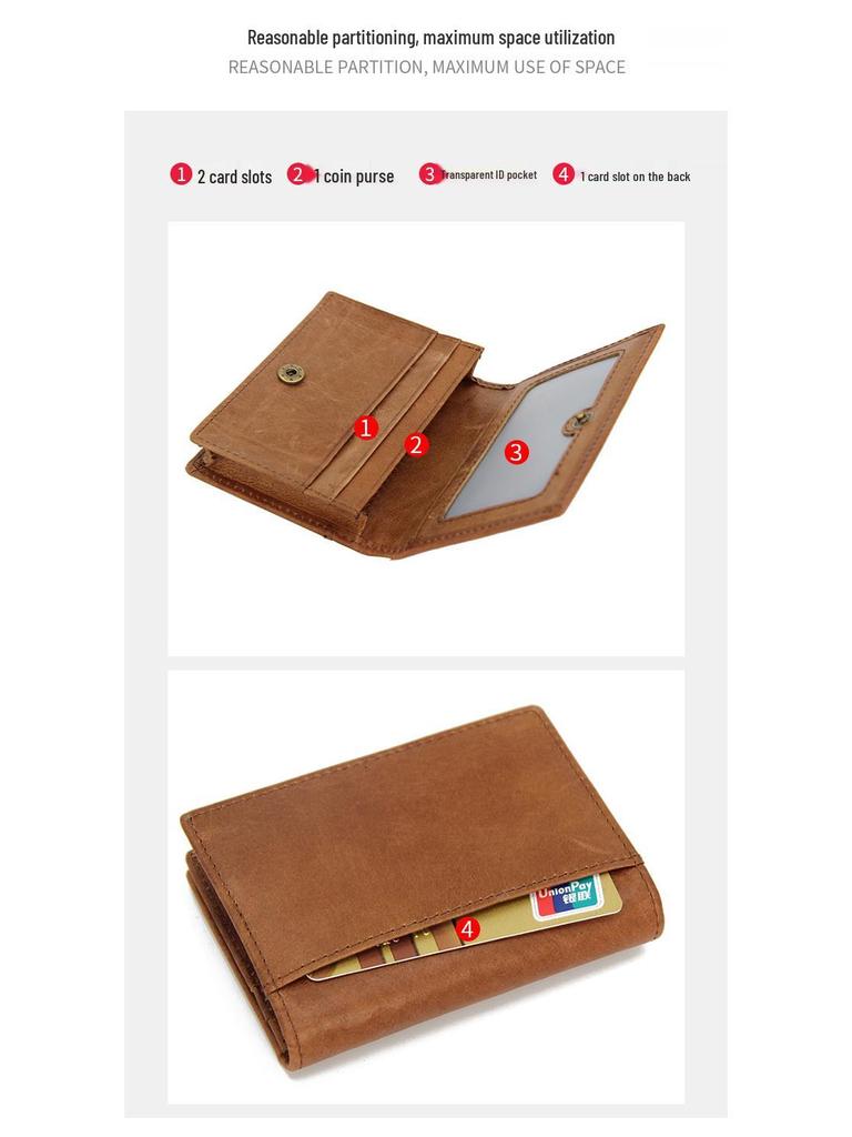 Vintage Cowhide RFID Blocking Card Holder - Multi-Slot Leather Credit & Business Card Case