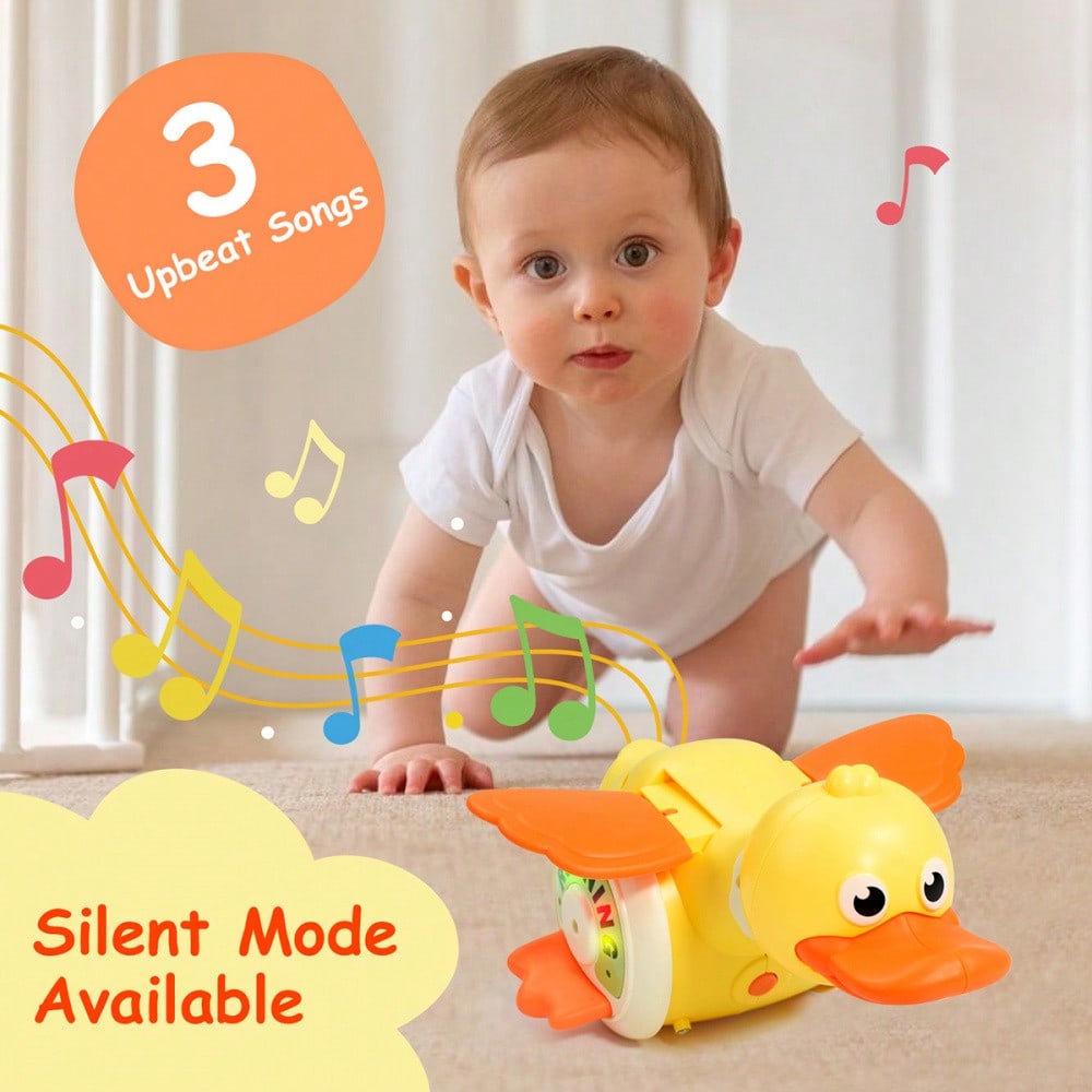 Rechargeable Dancing Duck Toy For Toddlers 18M+ Rotating, Musical Light Up Interactive Learning Kids Toys,Promotes Sensory Development,Birthday Gift